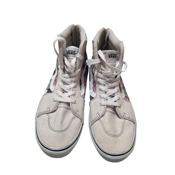 VANS Sk8-Hi Filmore Patchwork Houndstooth Plaid US Missy 6 Gray Pink Black - Picture 2 of 9